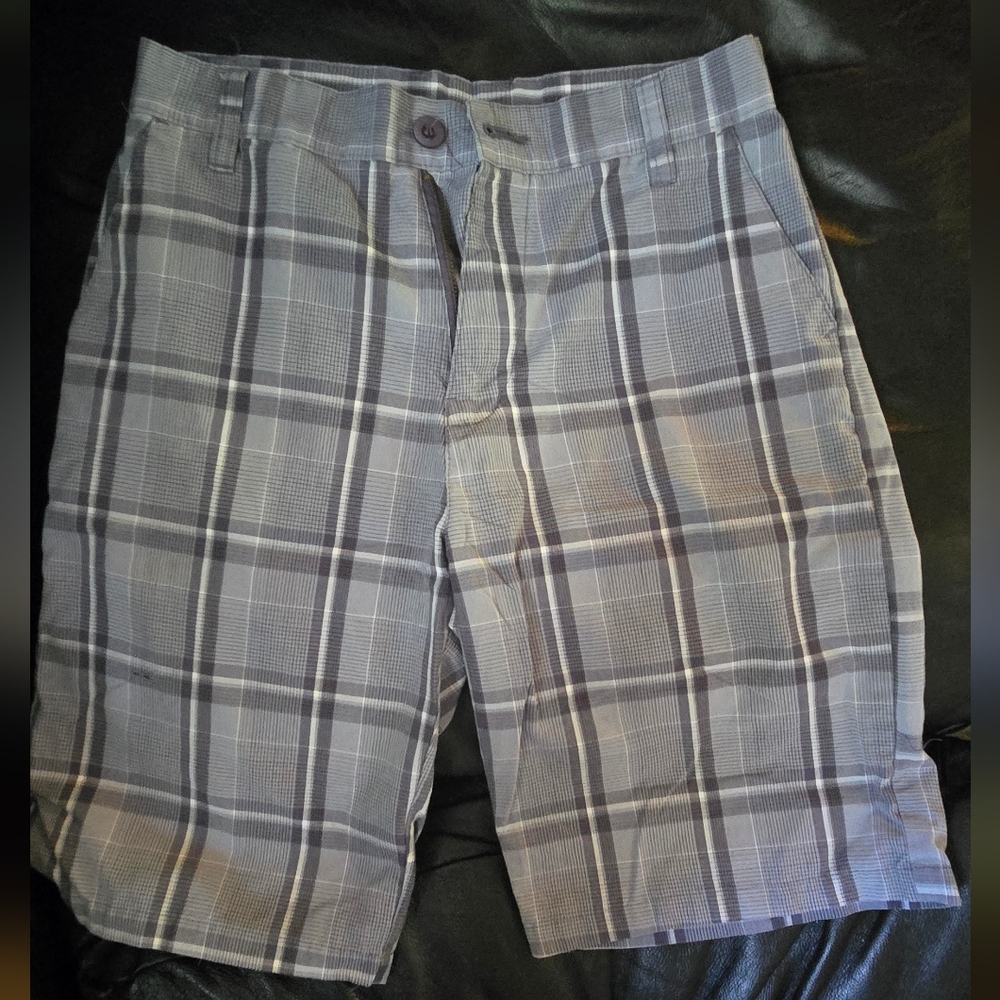Burnside Gray/Blue Flat Front Long Shorts Lightweight Skate Cool 26" M - Picture 2 of 10
